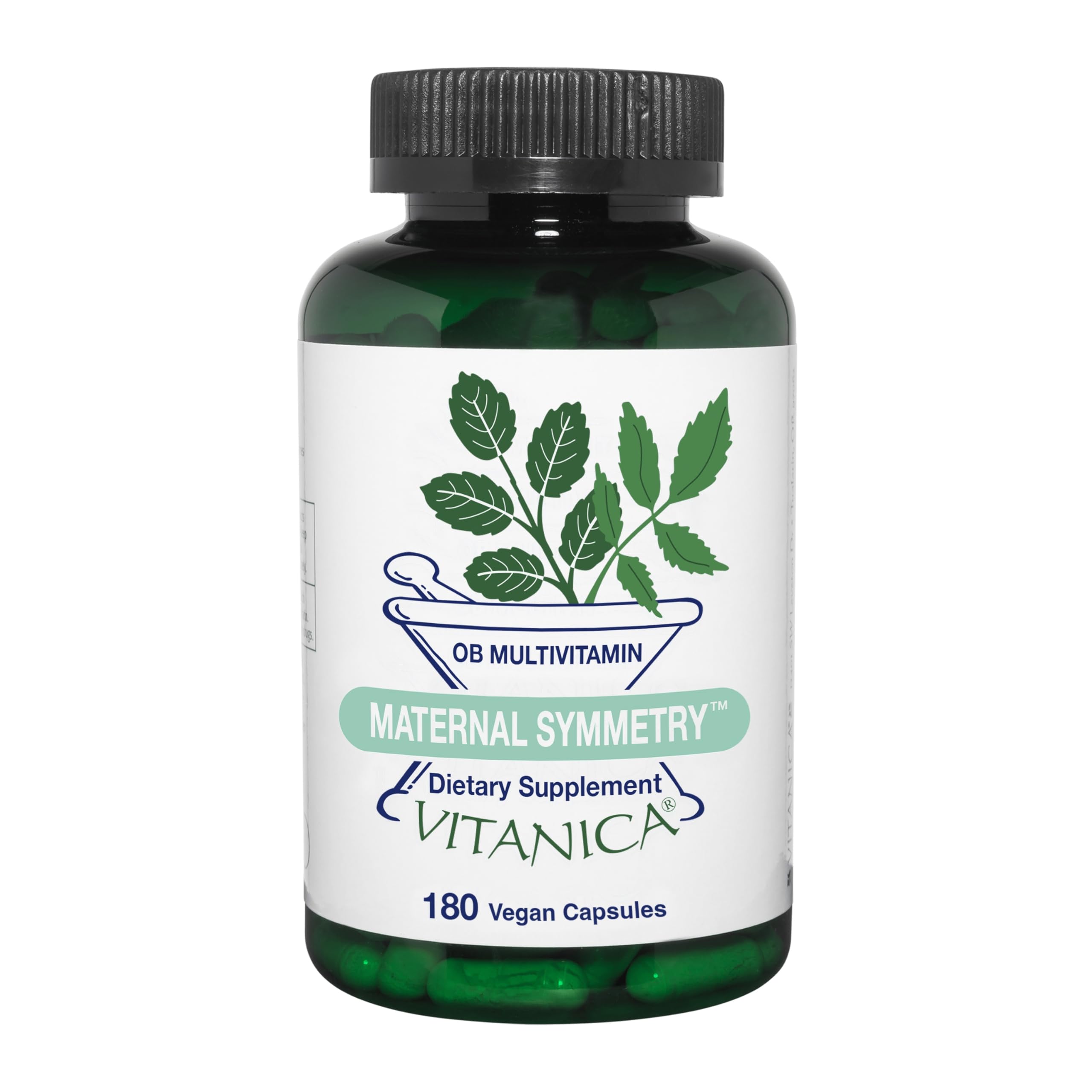 Bottle of Vitanica Maternal Symmetry prenatal and postnatal vitamins