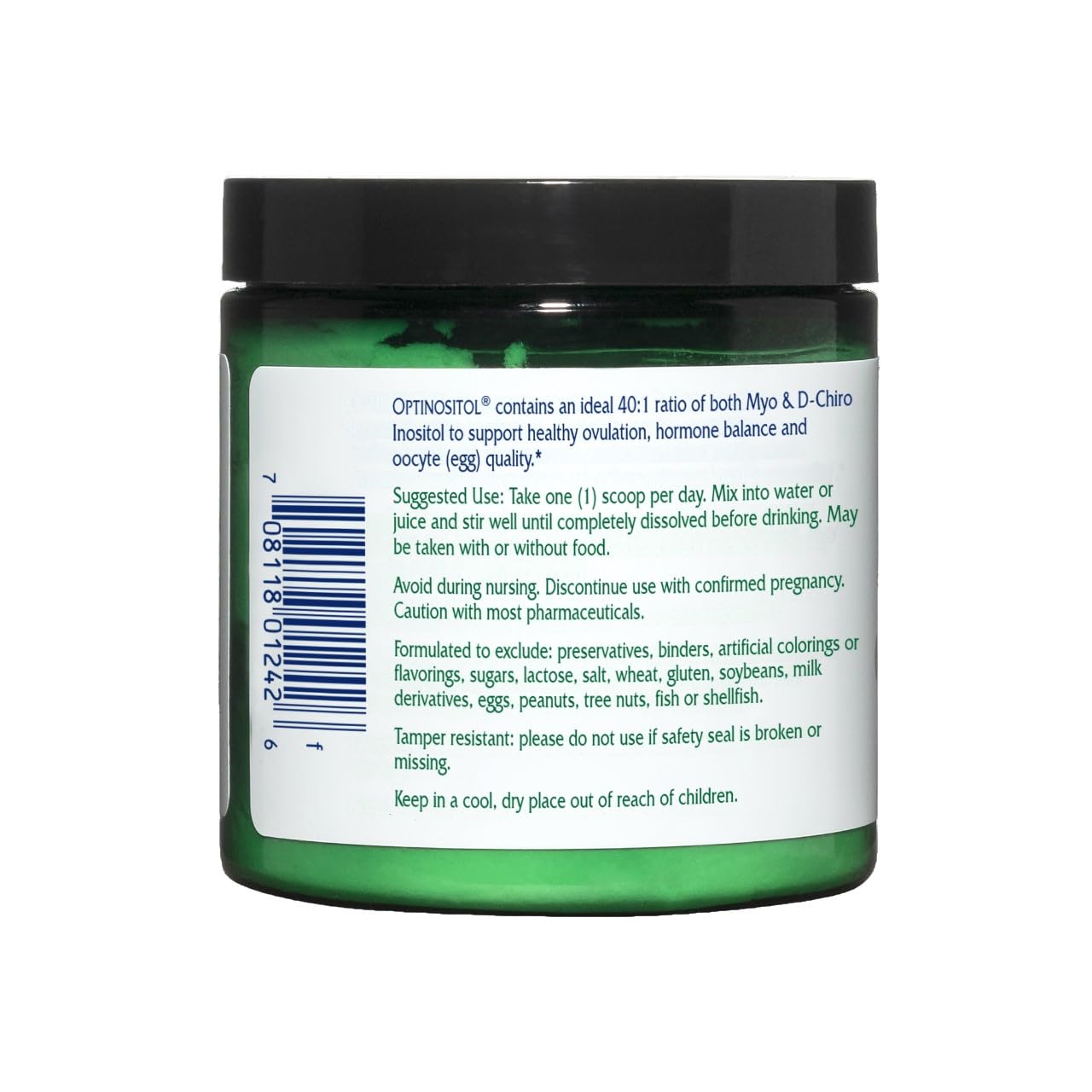 Nutrition facts panel for Optinositol ingredients