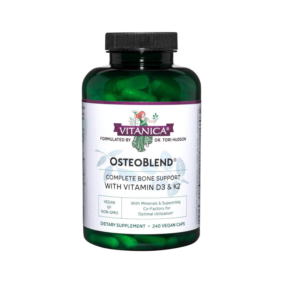 Vitanica OsteoBlend bone support vegan 240 capsules bottle front