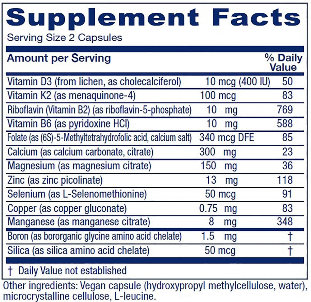 Graphic illustration of minerals and vitamins for bone health