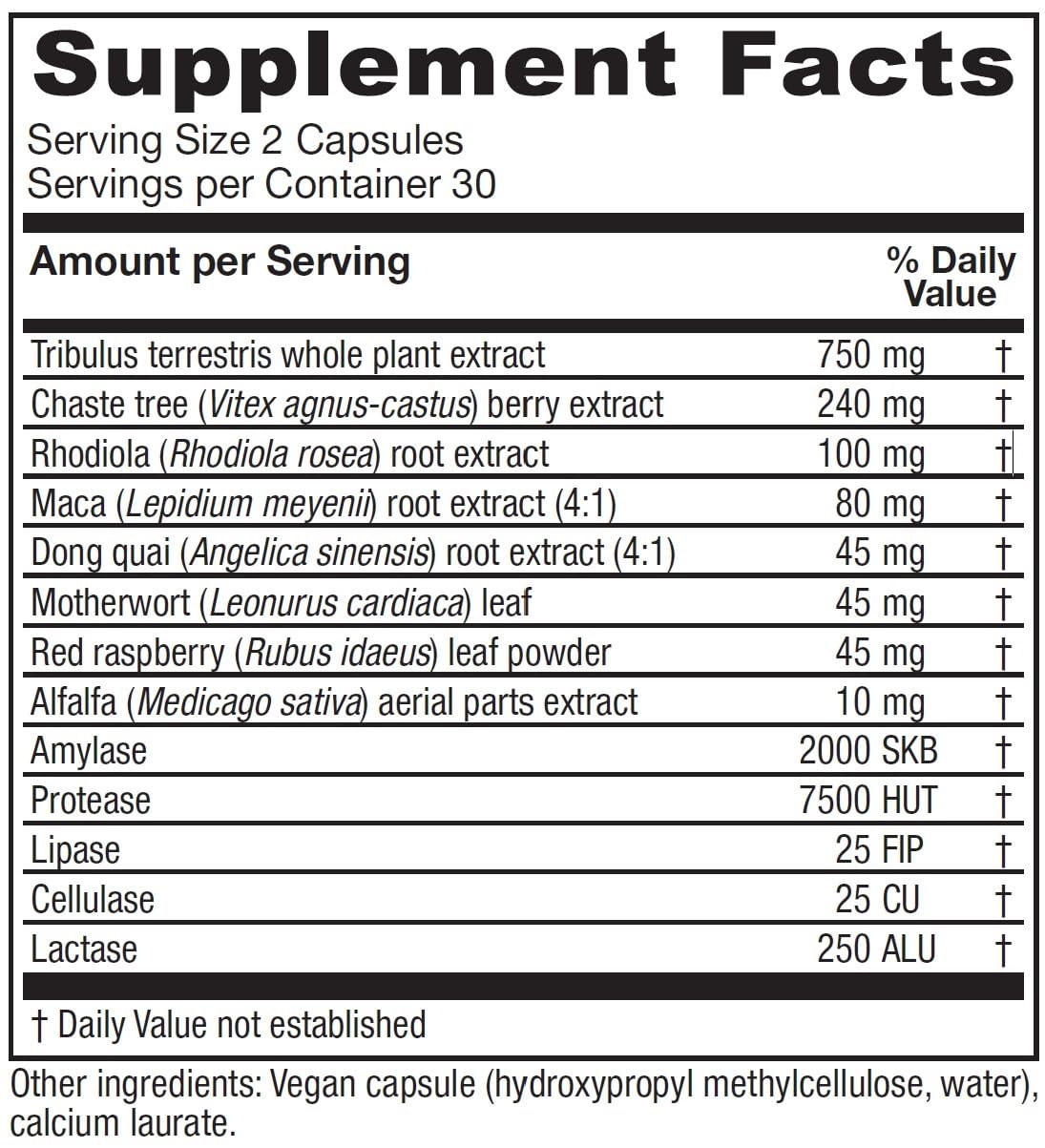 Herbal ingredients display for Pregnancy Prep