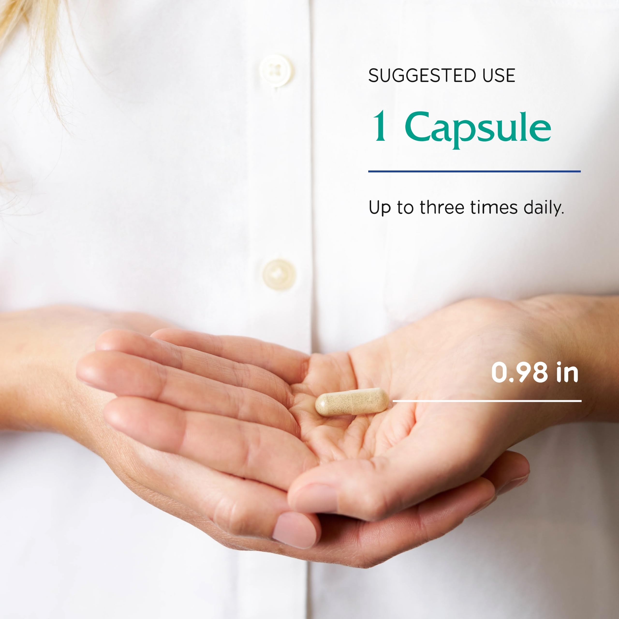 Bottle pour shot demonstrates easy daily supplementation routine.