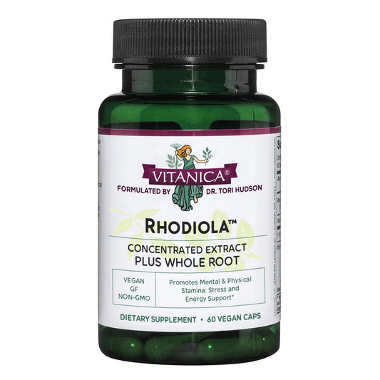 Bottle of Vitanica Rhodiola Rosea Root Extract 200mg with Dr. Formulated label
