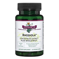 Bottle of Vitanica Rhodiola Rosea Root Extract 200mg with Dr. Formulated label