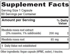 Ingredients: 3% Rosavins and 1% Salidroside in Rhodiola Rosea