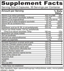 Label on Vitanica Skin Assist bottle showing vegan formula