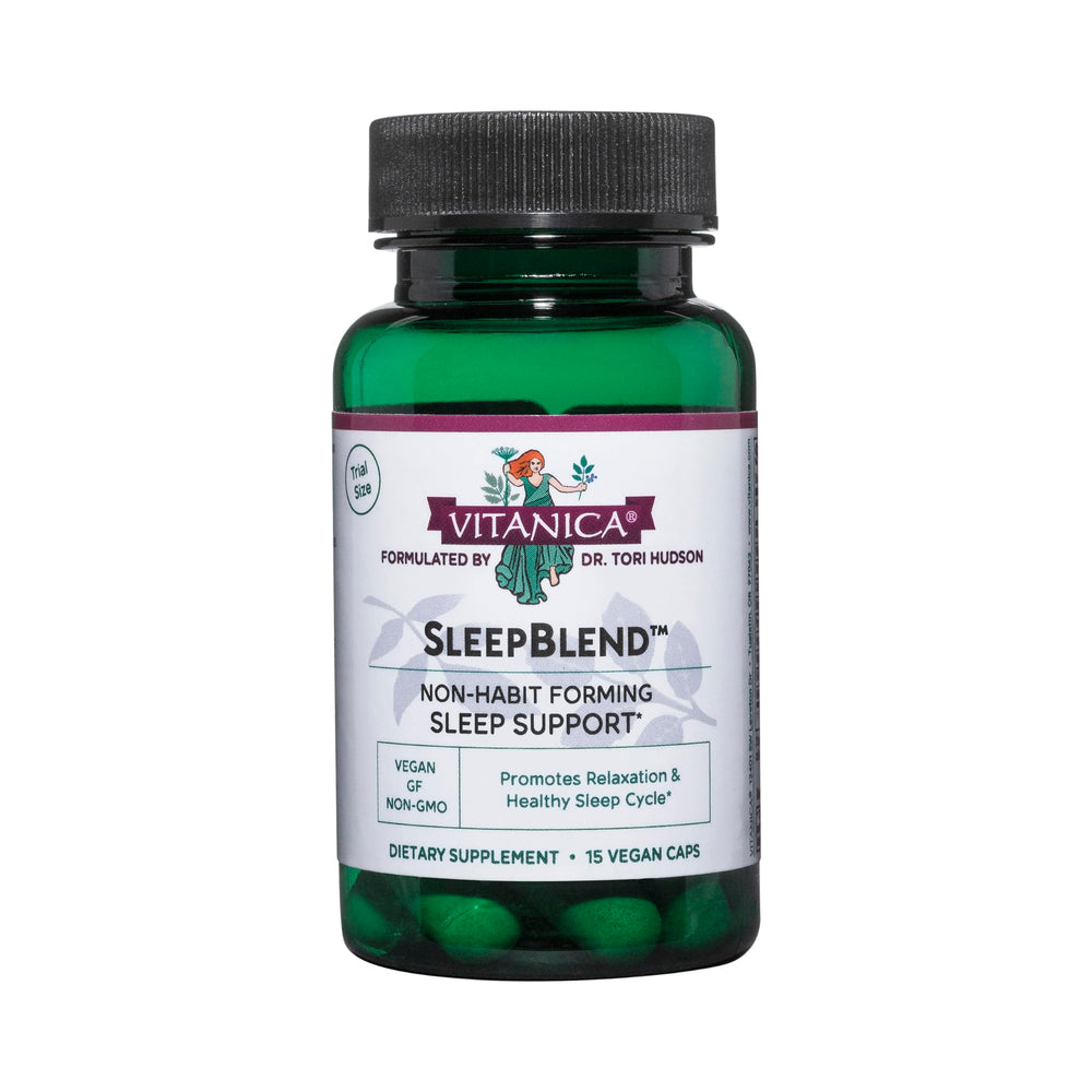 Vitanica SleepBlend bottle with 15 vegan capsules