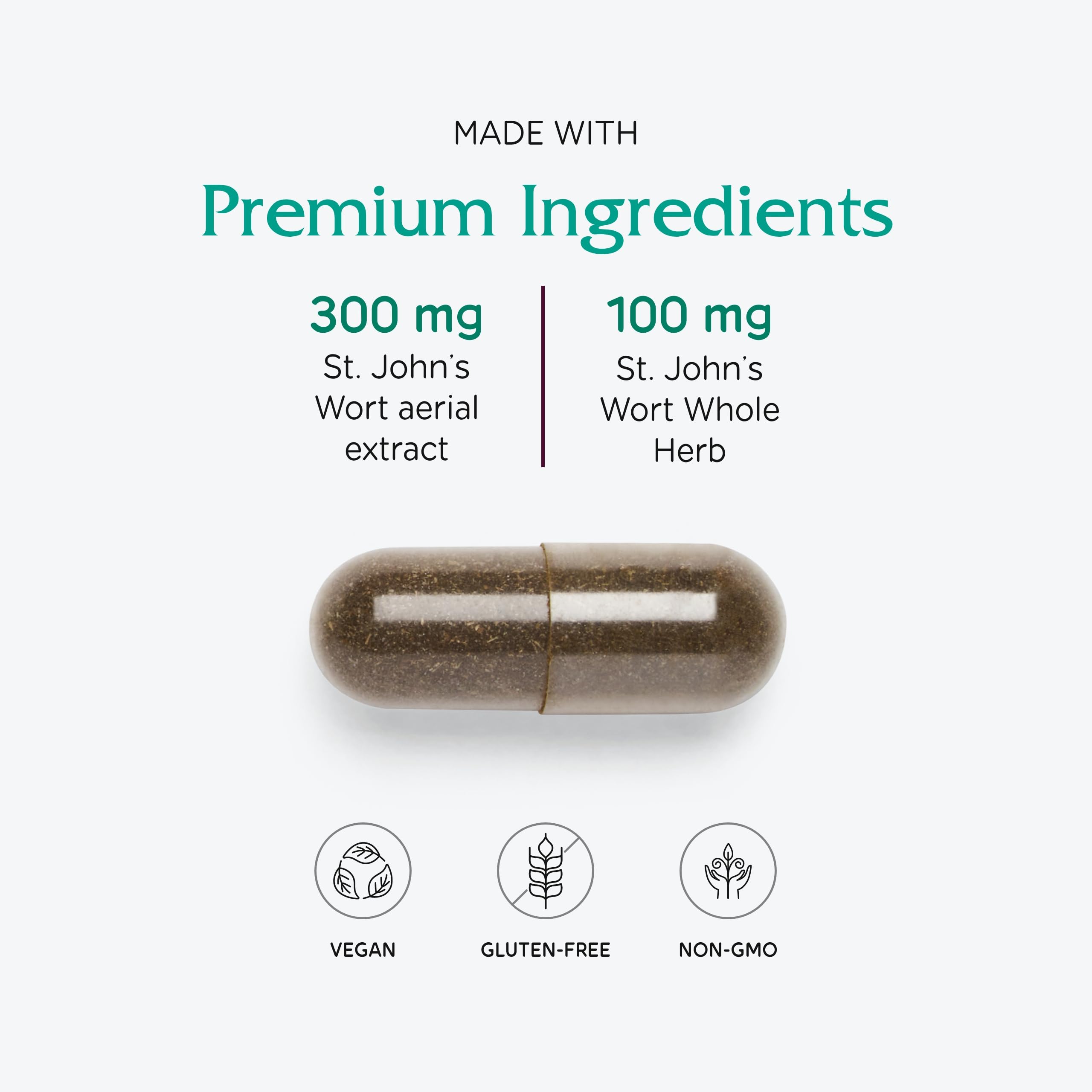 Label notes 0.3% hypericin (900 mcg) per capsule