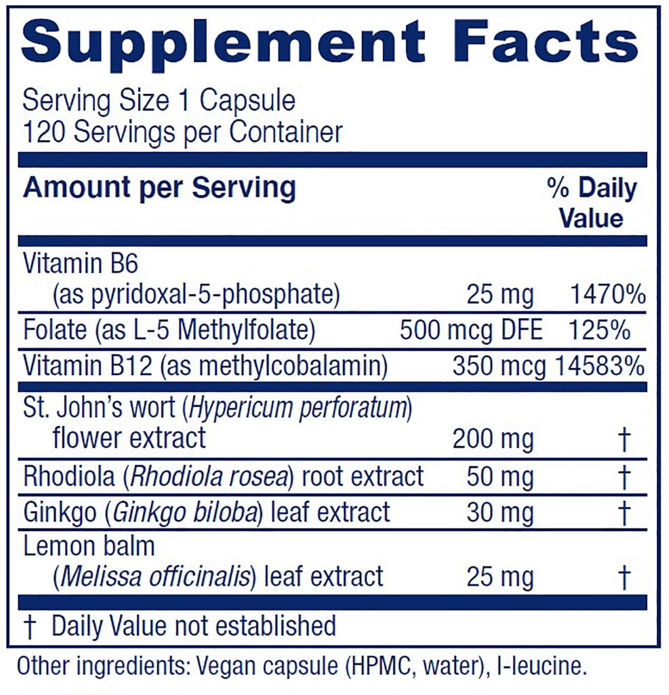 Vitanica Uplift supplement facts panel