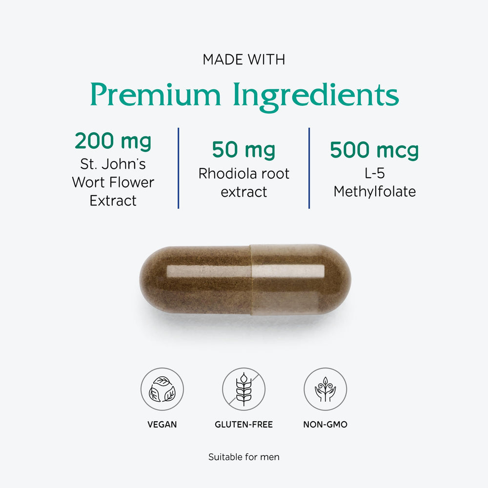 Vitanica Uplift bottle and capsules on a neutral background