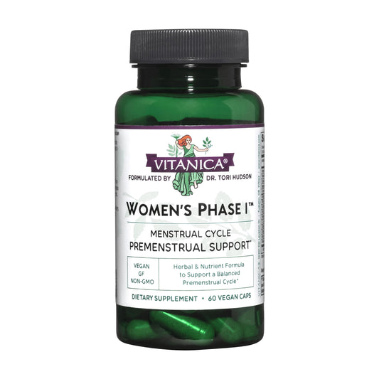 Vitanica Women's Phase I Premenstrual Support bottle label