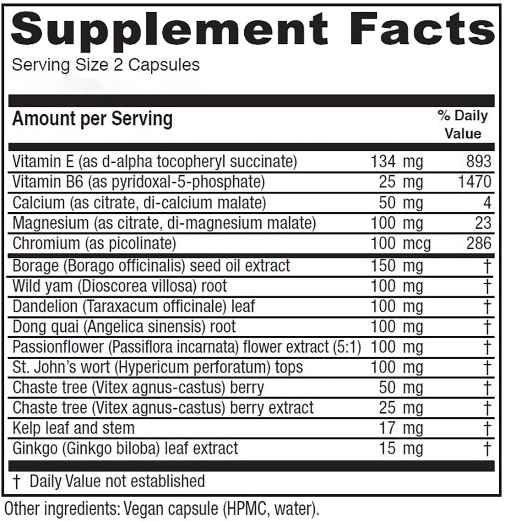 Chaste tree berry included in the formula