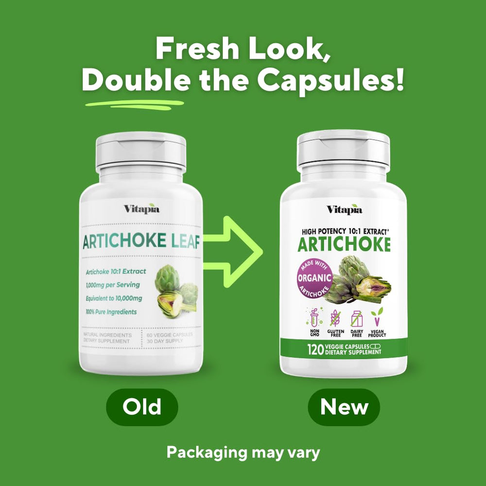 Bottle of Vitapia Organic Artichoke Extract with 120 vegan capsules
