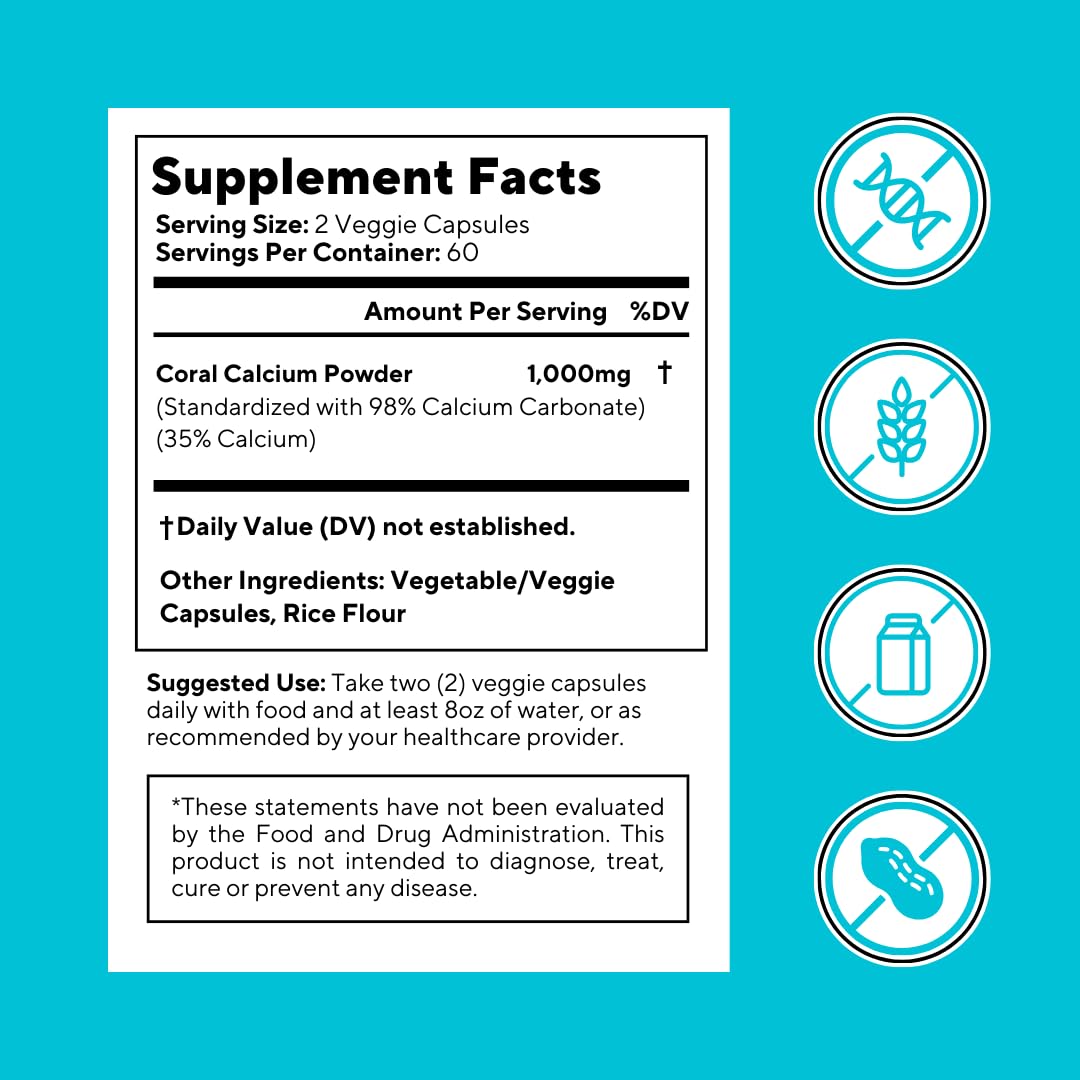 Non-GMO and gluten-free Vitapia Coral Calcium packaging label