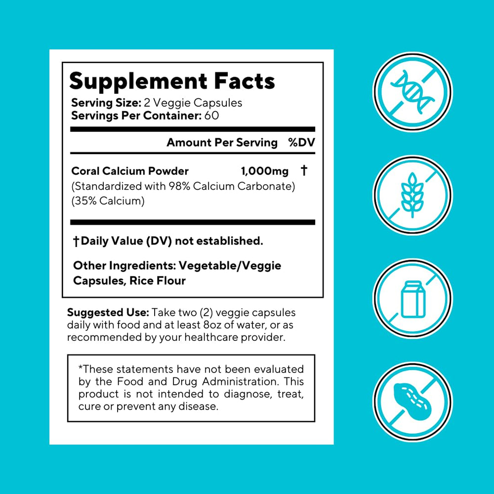 Non-GMO and gluten-free Vitapia Coral Calcium packaging label