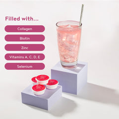 Ingredients visual highlighting collagen, biotin, and zinc