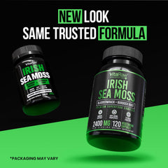 Bottle of VitaRaw Organic Irish Sea Moss capsules