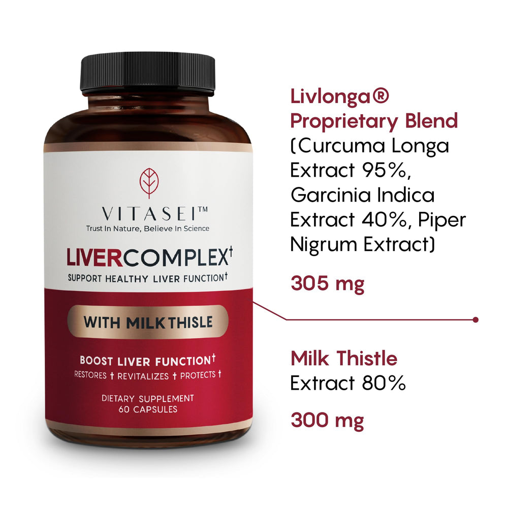 Bottle of 60 capsules for liver health support
