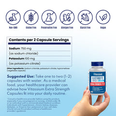 USA-made Vitassium electrolyte capsules manufacturing label