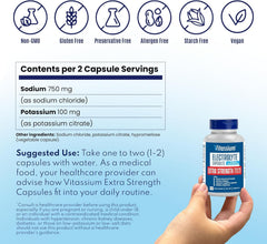 Vitassium unflavored capsules shown with travel-friendly packaging enables convenience.