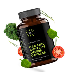VITASUPREME Organic Super Greens Capsules bottle front view