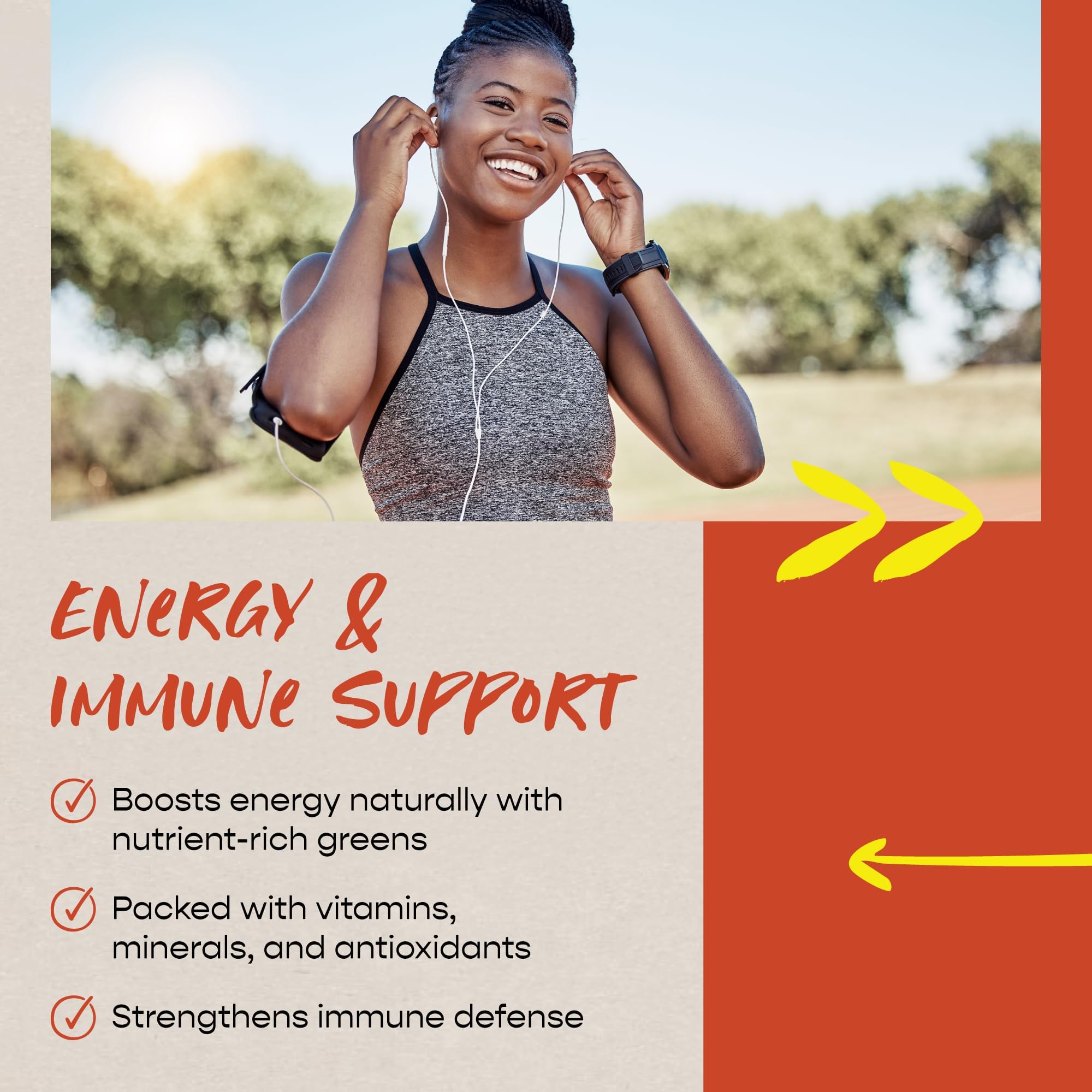 Natural energy boost concept with organic greens