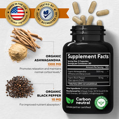 Illustration of ashwagandha ingredients, including root extract and black pepper