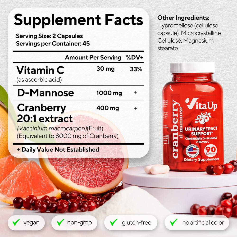 VitaUp D-Mannose Cranberry Vitamin C capsules bottle image