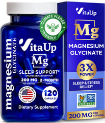 VitaUp Magnesium Glycinate 200mg bottle front view on white