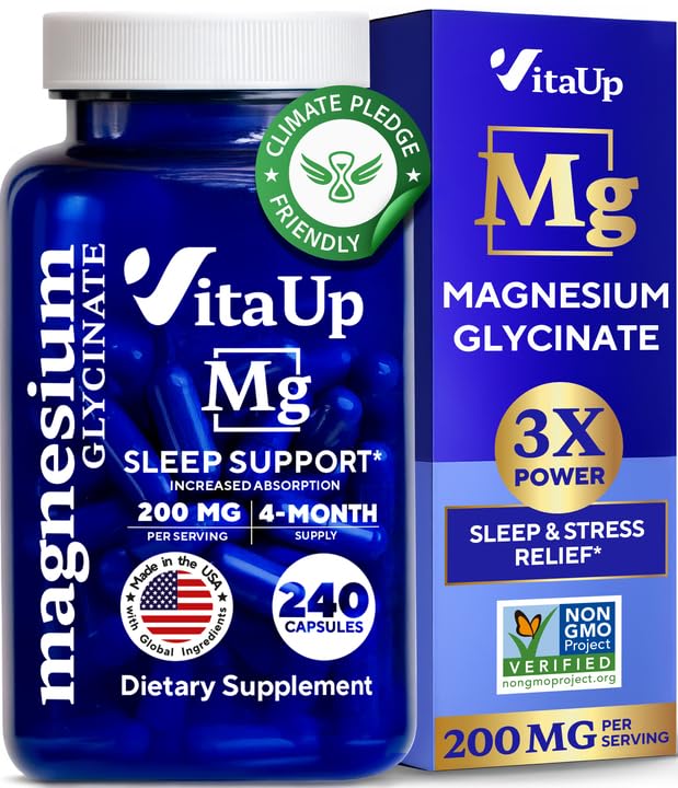 VitaUp Magnesium Glycinate 200mg bottle – front view