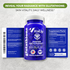 Nutrition facts panel of VitaUp glutathione supplement