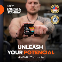 Product packaging highlighting the 20-in-1 male complex