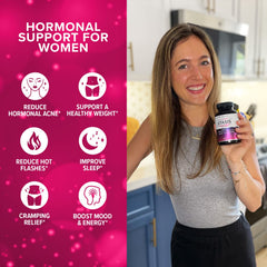 PMS support and skin improvement theme on packaging