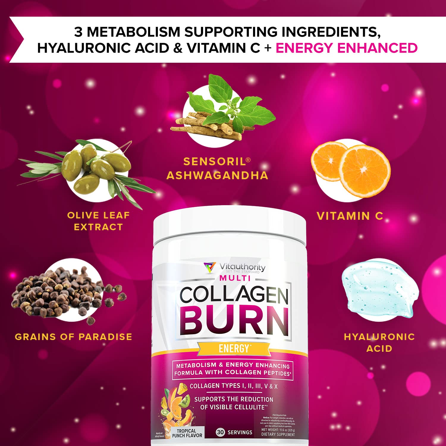 Vitauthority Multi Collagen Burn SOD B Dimpless cellulite focus.