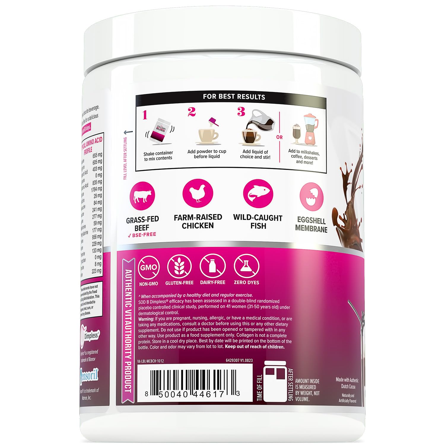 Cullilite SOD B Dimpless cellulite ingredient label