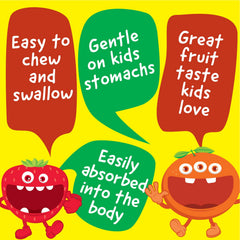 Two mixed berry flavored VitaWorks kids chewables being held