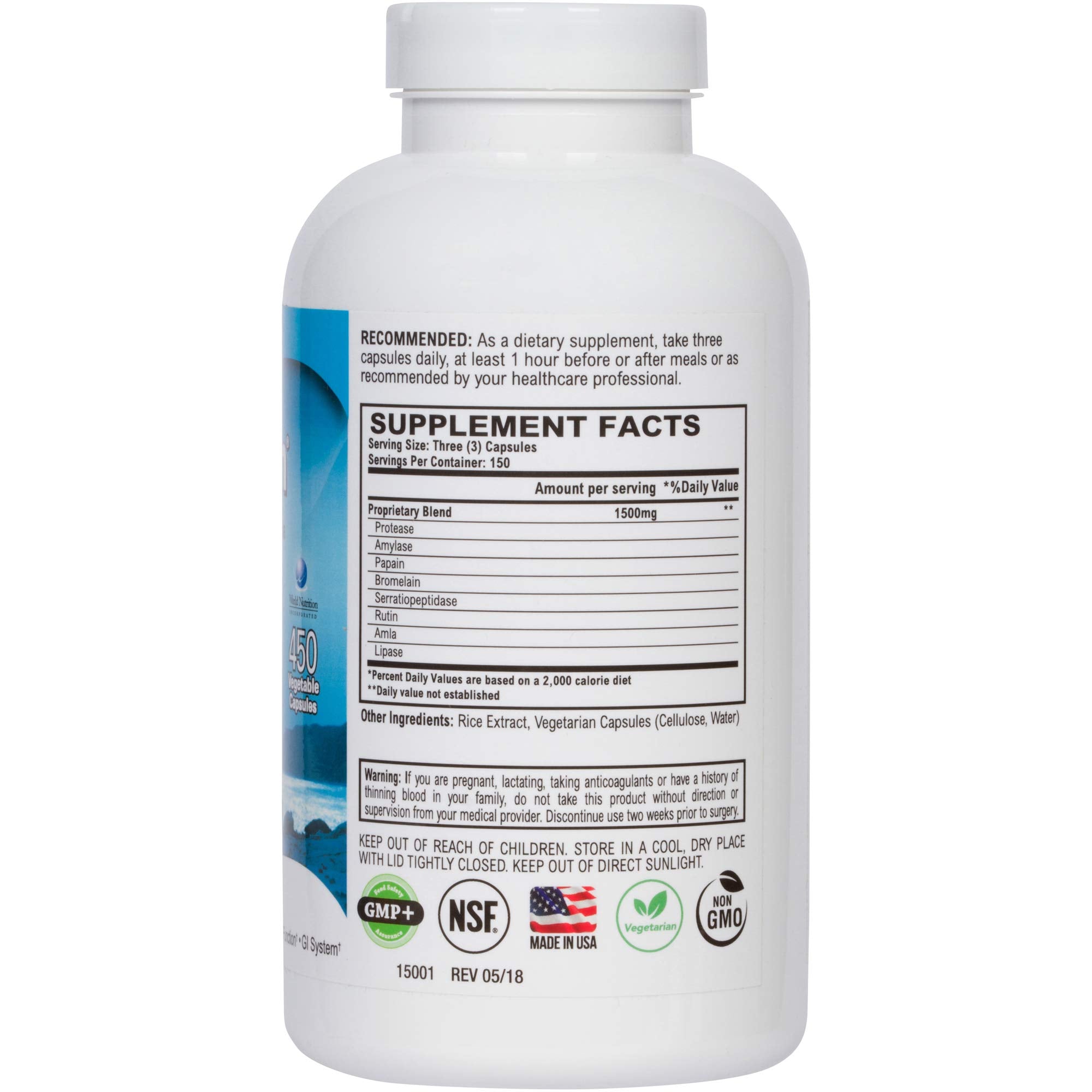 Vegetarian digestive enzyme capsules