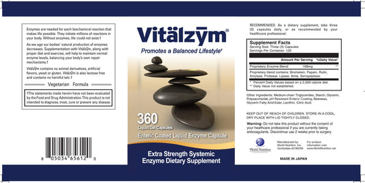 Enteric-coated liquid gel capsules labeled VITÄLZYM