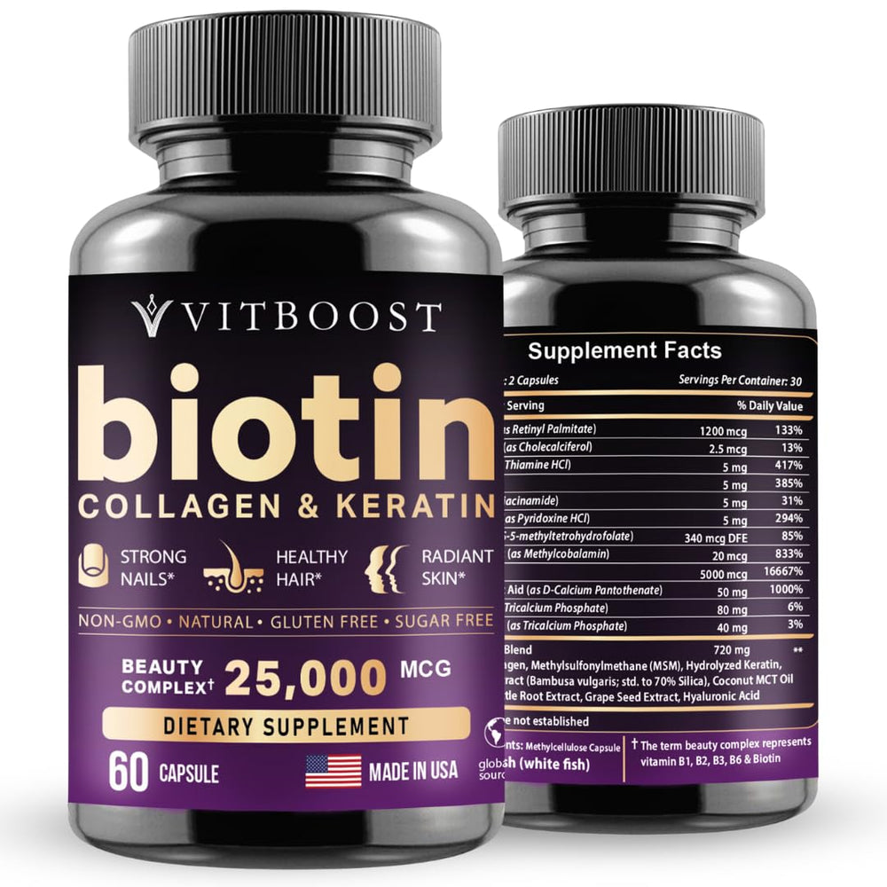 VITBOOST Biotin bottle with 60 capsules