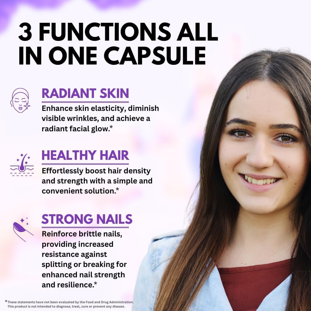 Close-up of Biotin, Hyaluronic Acid, Collagen and Keratin ingredients