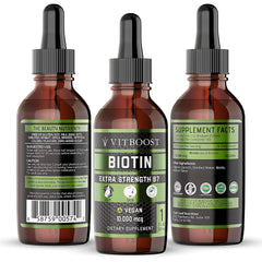 Front label of VITBOOST Biotin Liquid Drops berry flavor