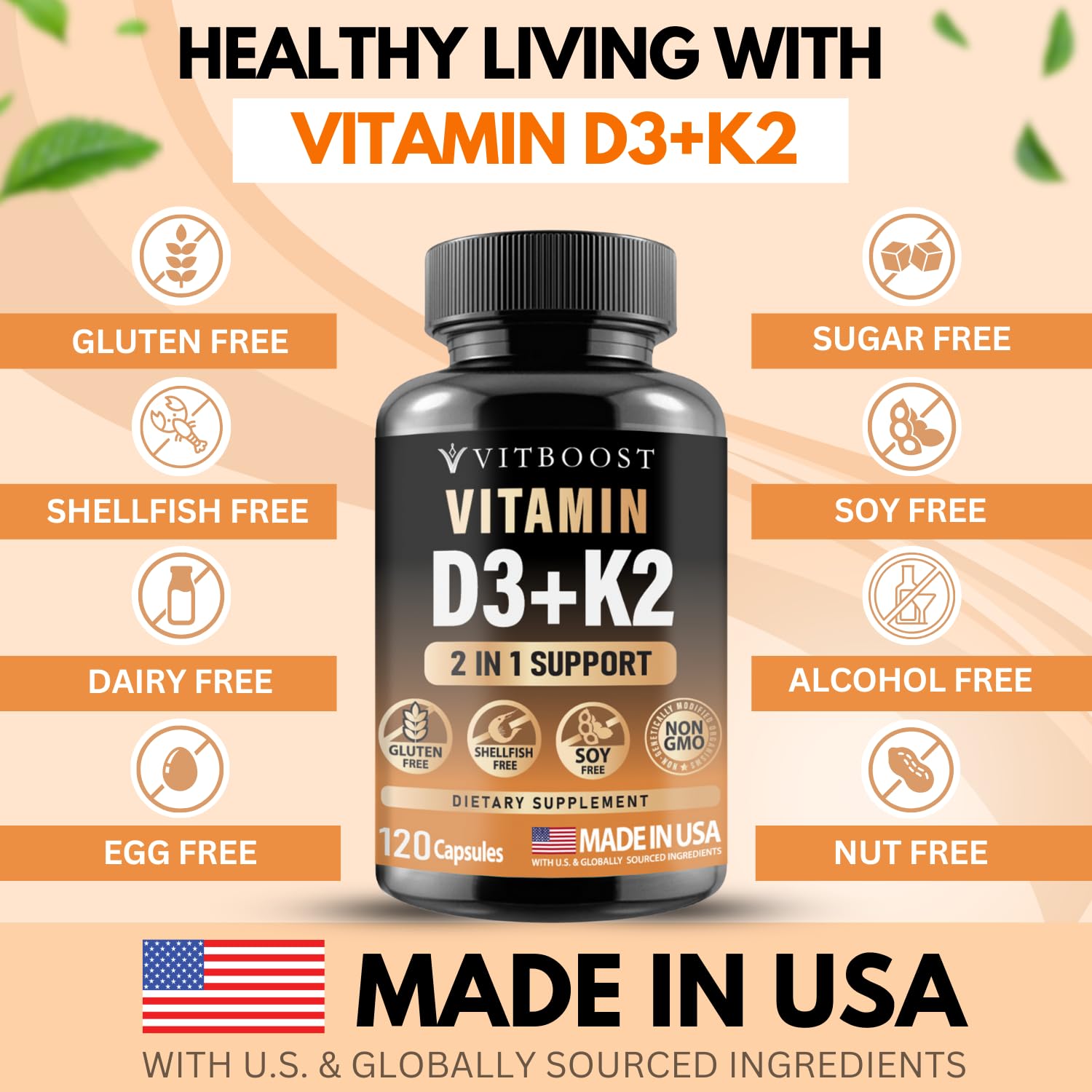 Non-GMO, gluten-free, and USA made icons for Vitboost