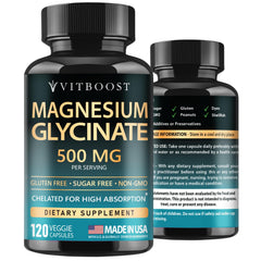 VitBoost Magnesium Glycinate 500mg bottle – front view