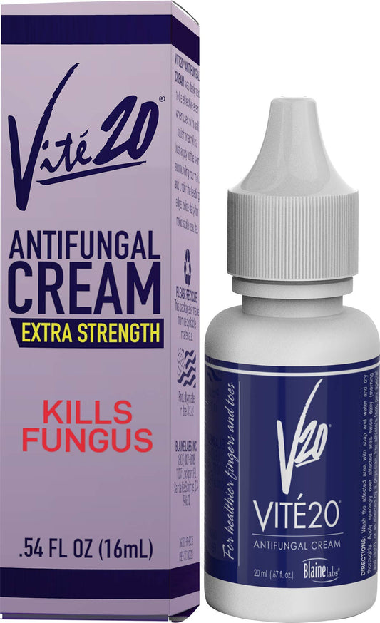 VITÉ20 antifungal cream tube front for easy nail and skin care routine.