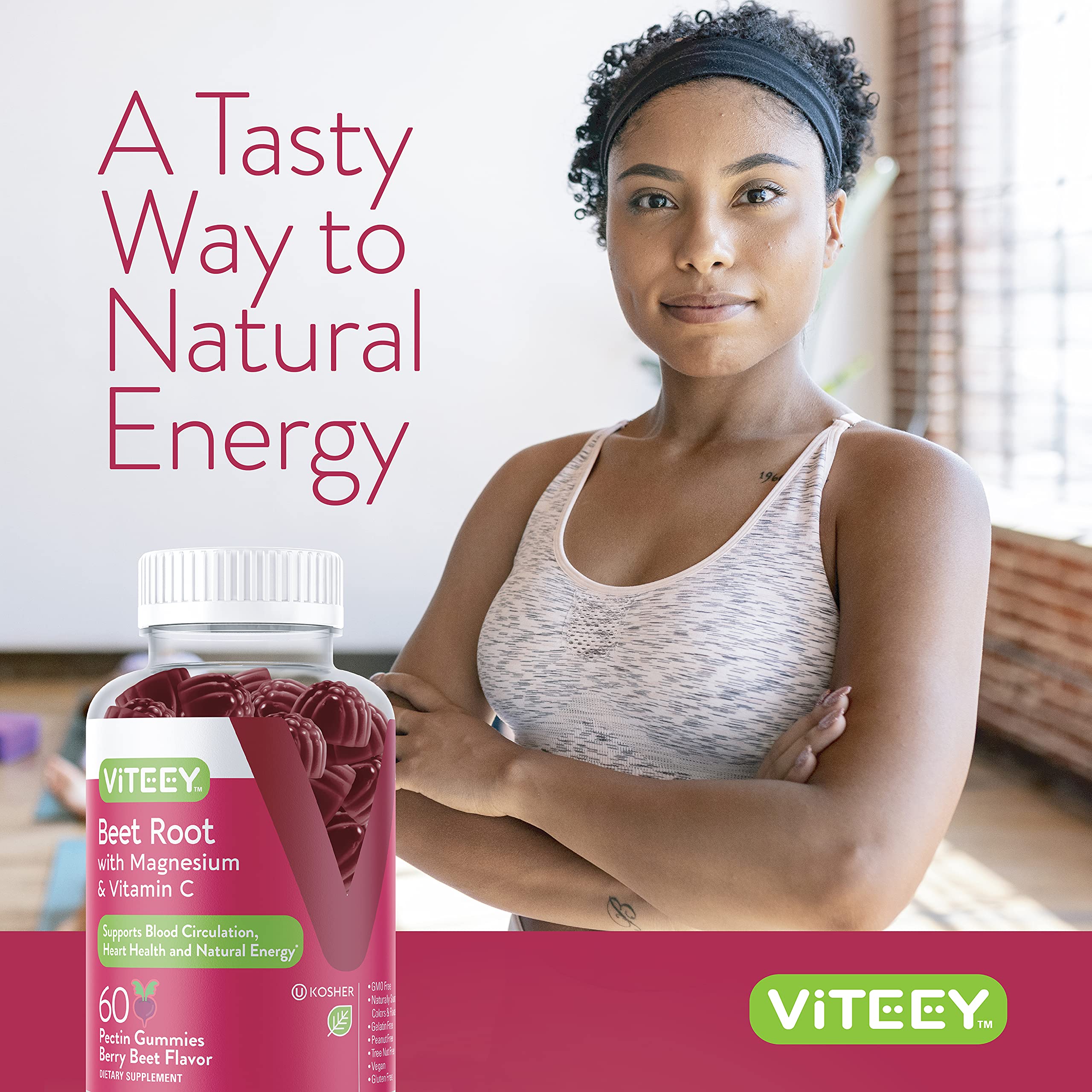 Lifestyle image of active person with Viteey Beet Root Gummies