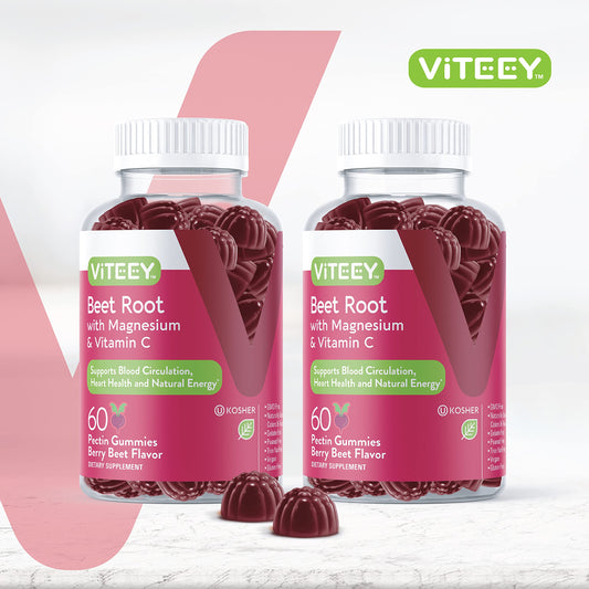 Front label of Viteey Beet Root Gummies showing berry flavor