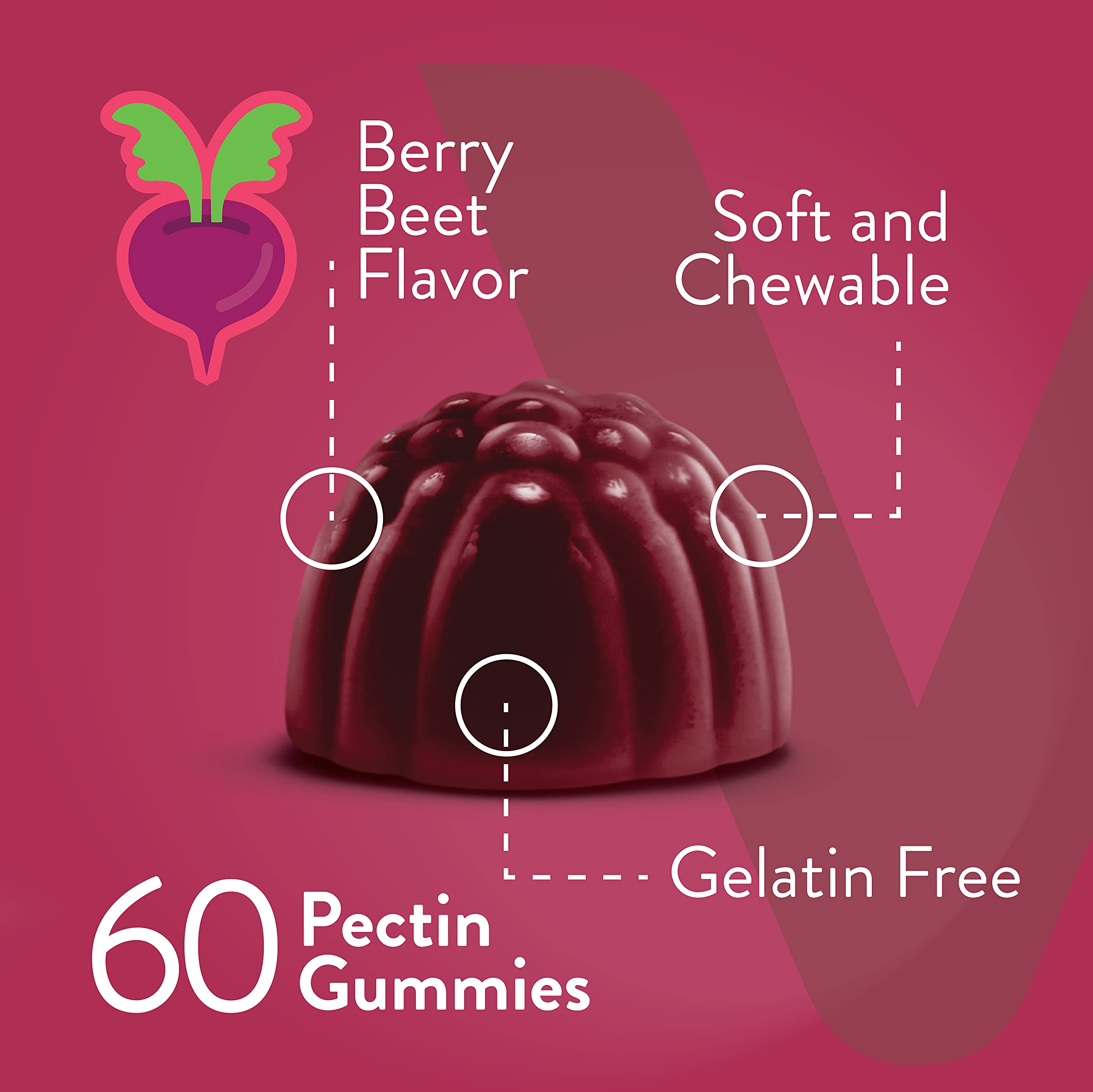 Berry beet flavor gummies in packaging
