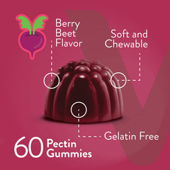 Berry beet flavor gummies in packaging
