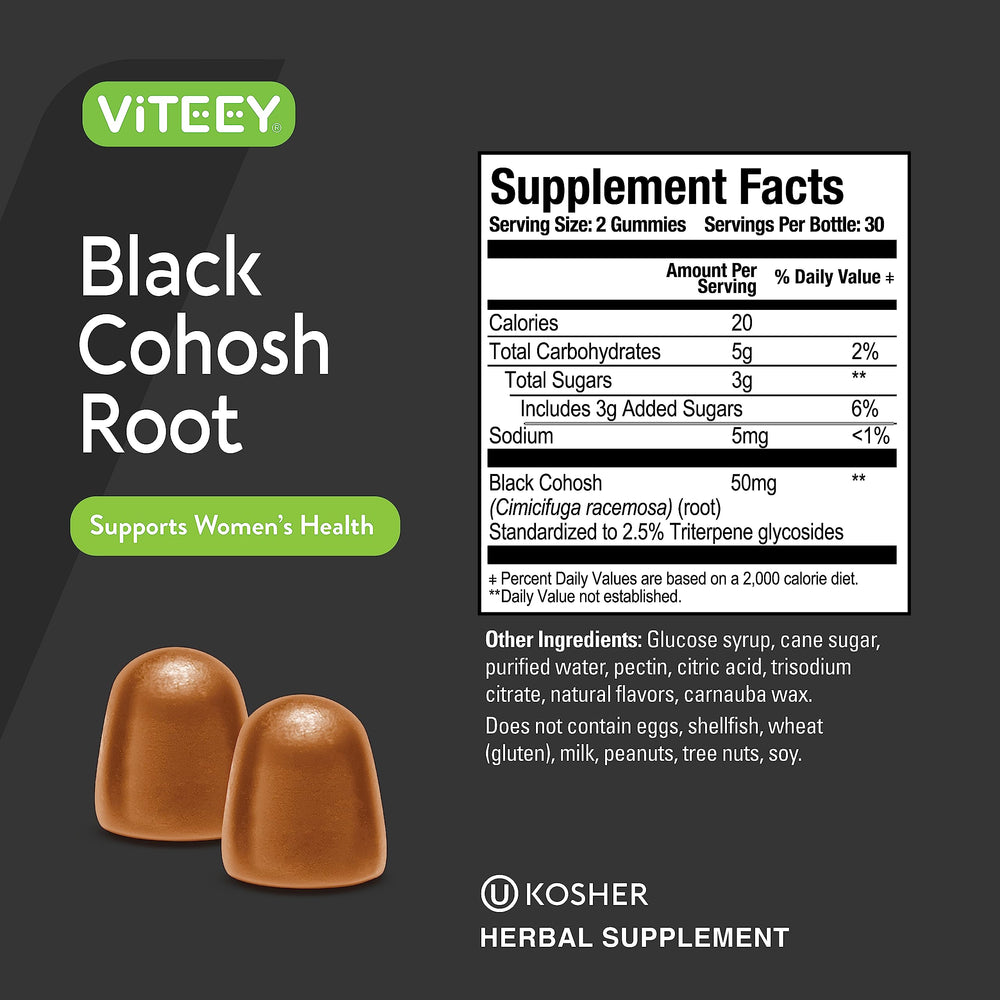 Close-up of raspberry-flavored Viteey Black Cohosh Gummies