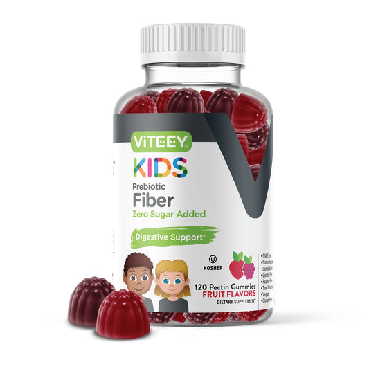 Viteey Kids Prebiotic Fiber Gummies with 4g fiber per serving and 2-month supply